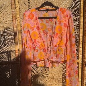 Pretty hippie sheer floral top